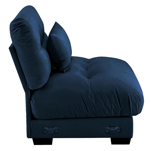 English Elm Milano Velvet Armless Sofa Plush Cloud Cushions Modular Living Room Lounge Seating Blue W714P293277