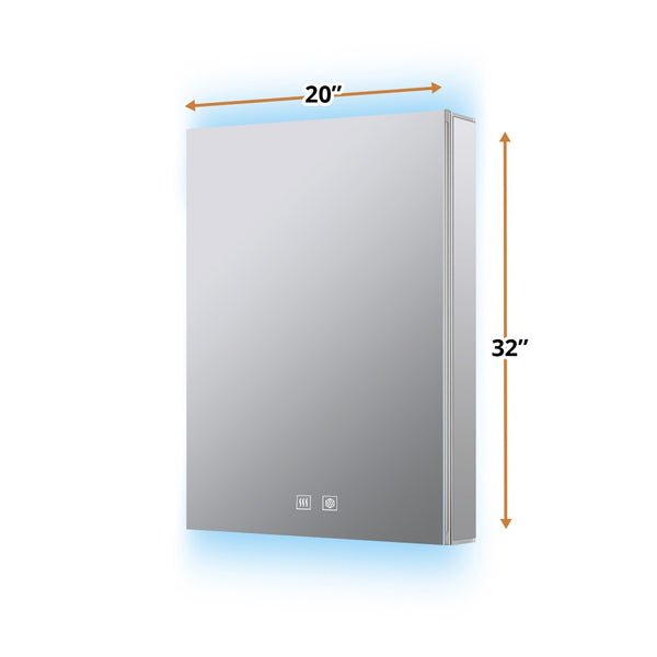 English Elm Corsica Aluminum Led Medicine Cabinet with Defogger and Soft Close Mirror Door B2731P477796