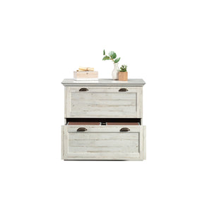 English Elm Lateral File Cabinet In Sleek White Finish - Modern Storage Solution For Home & Office Spaces B356P354490