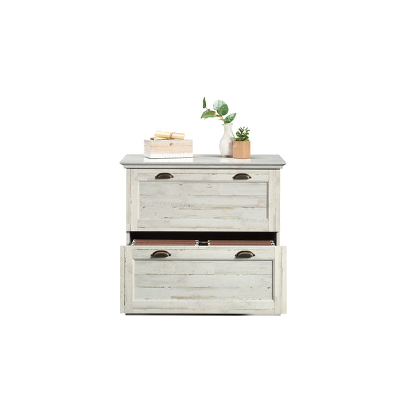 English Elm Lateral File Cabinet In Sleek White Finish - Modern Storage Solution For Home & Office Spaces B356P354490