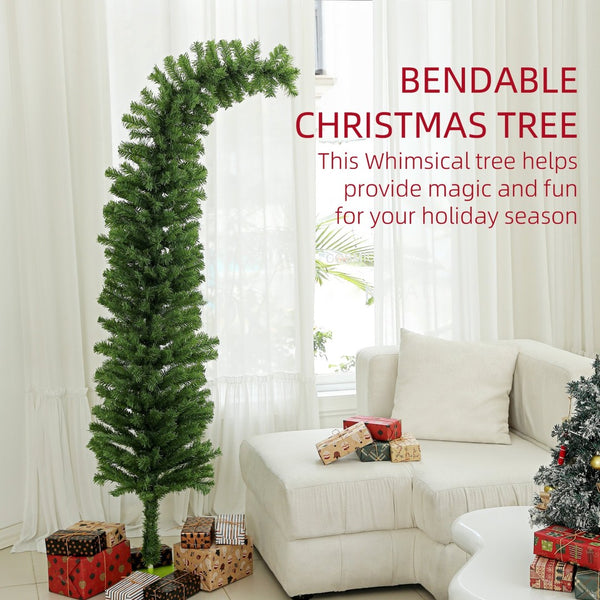 English Elm Homcom Slim Pencil Artificial Tree 6ft Whimsical Curled Top 400 Bendable Branch Tips W2225P229565