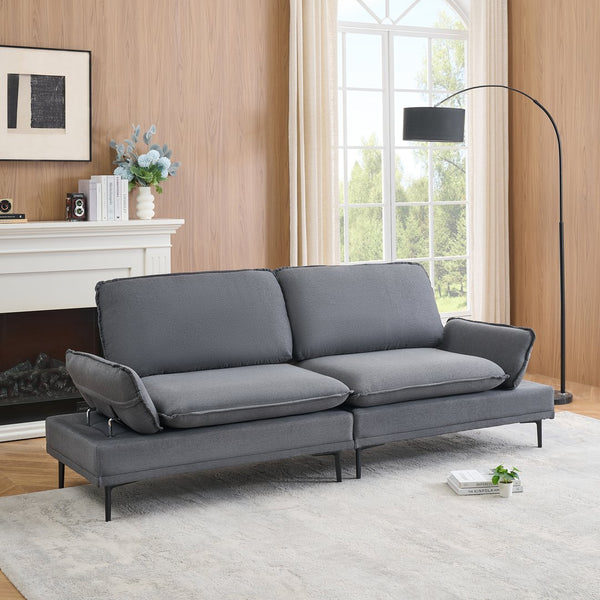 English Elm 89 Two-Seater Sofa in Polyester Blend Upholstery, Modern Deep Grey & Yellow Options, Metal Legs, 300LB Capacity W1658S00060