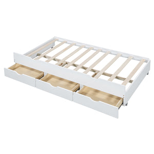 English Elm Full Size Wooden Led Platform Bed With Trundle, Storage Headboard, Usb Ports, And Drawers In White N820S10009K