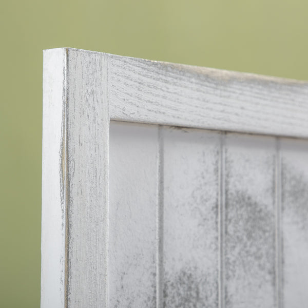 English Elm HOMCOM Whitewashed Wood 4-Panel Room Divider 67" Tall Folding Privacy Screen with MDF Panels W2225P173942