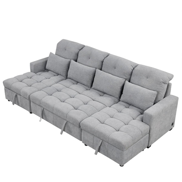 English Elm 101.2" Modular Chenille Sectional Sofa with Tufted Cushions and Deep Seating for Living Room N719S001750E