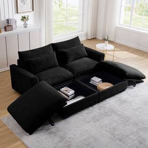 English Elm Corduroy Two-Seater Sectional Sofa With Storage Footrests - Cozy, Modular, And Versatile Comfort! W714S00847