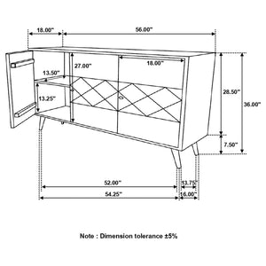English Elm Austin Natural 3-Door Accent Cabinet with Checkered Pattern, Tapered Legs, Warm Wood Grain Finish B062P328615
