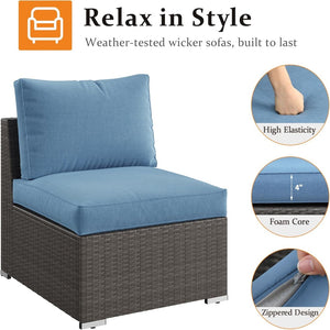 English Elm 59.8"width Outdoor Pe Rattan Modular Loveseat Set with Weather Resistant Cushions B082P455123