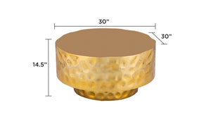 English Elm CT-90-25-30 Hand-Hammered Stainless Steel Coffee Table in Gold — Modern Rounded Design, Unique Texture, Luxe Finish (90) B009P321116