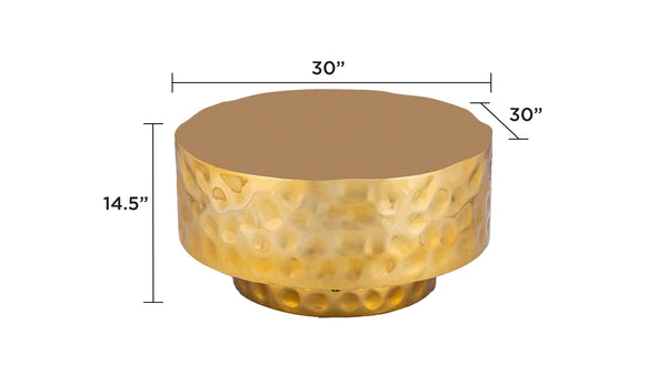 English Elm CT-90-25-30 Hand-Hammered Stainless Steel Coffee Table in Gold — Modern Rounded Design, Unique Texture, Luxe Finish (90) B009P321116