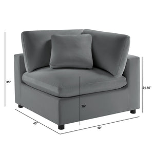 English Elm Caylie Modern Corner Wedge Chair with Plush Down-Blend Cushions, Durable Fabric & Solid Wood Frame Charcoal B050P406802