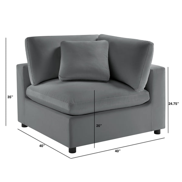 English Elm Caylie Modern Corner Wedge Chair with Plush Down-Blend Cushions, Durable Fabric & Solid Wood Frame Charcoal B050P406802