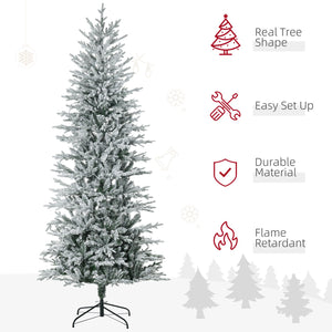 English Elm Homcom 7.5Ft Prelit Snow Flocked Christmas Tree With 350 Warm Lights & Auto Open Design For Easy Setup W2225P249631