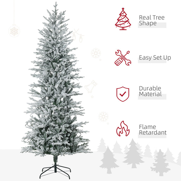 English Elm Homcom 7.5Ft Prelit Snow Flocked Christmas Tree With 350 Warm Lights & Auto Open Design For Easy Setup W2225P249631