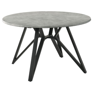 English Elm Vellux Round Faux Marble Dining Set with Swivel Chairs and Hairpin Iron Legs B062S01849