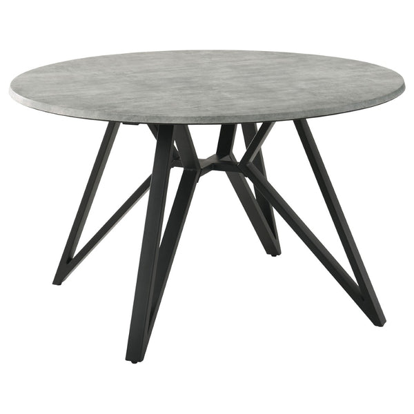 English Elm Vellux Round Faux Marble Dining Set with Swivel Chairs and Hairpin Iron Legs B062S01849