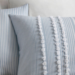 English Elm 3- Piece King Cotton Yarn Dyed Stripe Jacquard Pompom Comforter Set Oeko-tex Certified Blue B035P482893