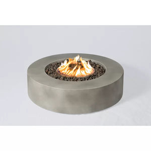 English Elm 12" Fiber Reinforced Concrete Outdoor Fire Pit Table with Electronic Ignition, Lava Rock, Durable Design Grey B120P204593