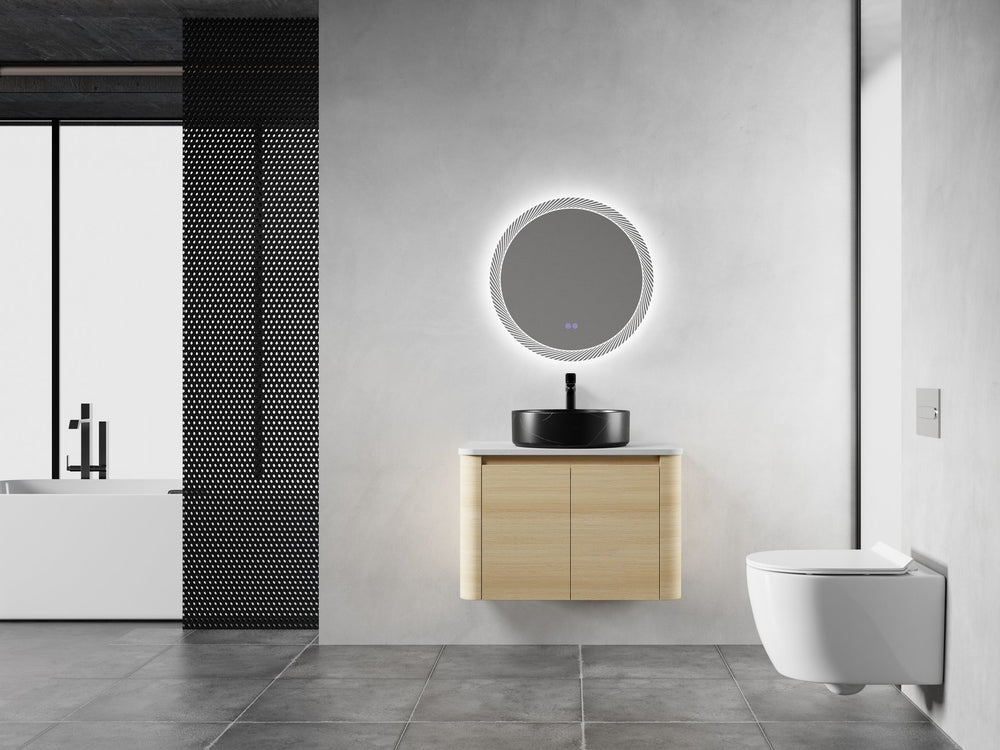 English Elm 30'' Wall-Mounted Bathroom Vanity With Soft-Close Doors, Ceramic Sink & Plywood Frame For Modern Spaces W999S00466