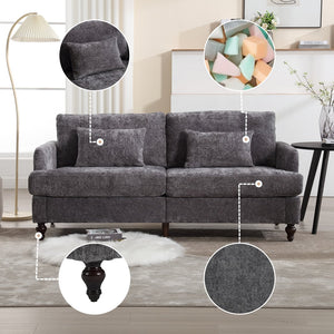 English Elm Mid Century Modern chenille loveseat with solid wood frame, detachable cushions, breathable fabric couch Gray W395P151898