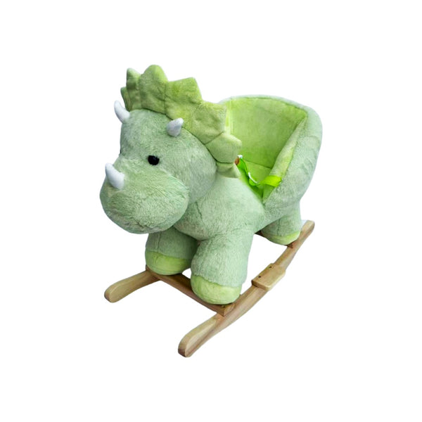 English Elm Kids Plush Dinosaur Rocking Toy with Safety Belt Lullaby Sounds and Hand Puppets W3723P374145