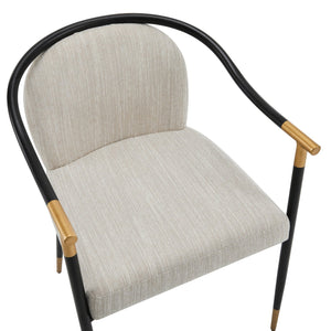 English Elm Christopher Knight Home® - Modern Upholstered Dining Chair with Gold-Tip Accents, Metal Armrests, Heathered Fabric, Set of Two Beige,Black 35.75 L x 22.75 W x 22.5 H N776P195378B