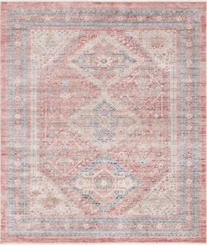 Unique Loom Noble Elizabeth Machine Made Medallion Rug Rose Rust, Beige/Ivory/Gray/Navy Blue/Puce 8' 0" x 10' 0"