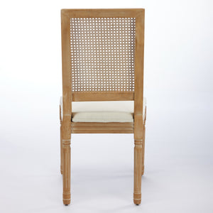 English Elm French Louis Dining Chair Set of 2 with Carved Solid Wood Frame, Rattan Back, Plush Foam Seating, 300lb Capacity Beige W1143P335056