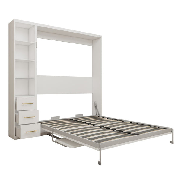 English Elm Diy Queen Murphy Bed with Integrated Workspace Desk for Studio and Home Office W5290S00005