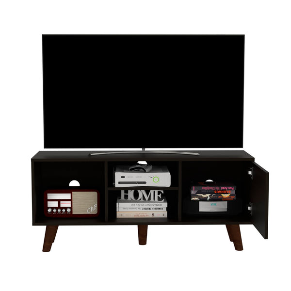 English Elm Edinburg, Low Profile Media Stand with Open Shelving and Cabinet for 50 Inch Tvs B128P148911