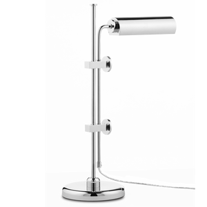 Satire Adjustable Nickel Table Lamp - Modern Minimalist Design with Integrated LED & Dimmable Feature