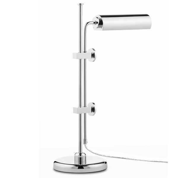 Satire Adjustable Nickel Table Lamp - Modern Minimalist Design with Integrated LED & Dimmable Feature