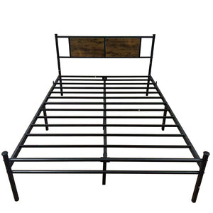 English Elm Queen Victorian Platform Bed Wood Paneling Metal Frame with Under Bed Storage Space W3286P308822