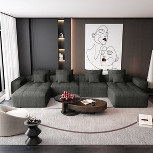 English Elm Modern Oversized Modular Sectional Sofa - Plush Chenille, 8 Pillows, No Assembly, Stylish Comfort! W1885S00070