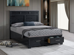 English Elm Nick King Storage Bed with Drawers Bold Headboard Faux Granite and Wood Grain Frame B078S00708