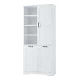 English Elm Bathroom Storage Cabinet With Doors and Drawers, Tilt-Out Laundry Hamper, Multiple Storage Space, Freestanding Style, Open Shelve, Adjustable Shelf, White (Old Sku:Wf530560Aak)