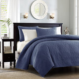 Madison Park Quebec Transitional Reversible Quilt Set MP13-4972 Navy