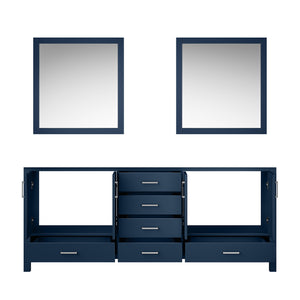 English Elm Navy Double Bath Vanity 80" W x 22" D with Two 30" Mirrors — Spacious Storage, Fully Assembled Wood Cabinet B2731S00562