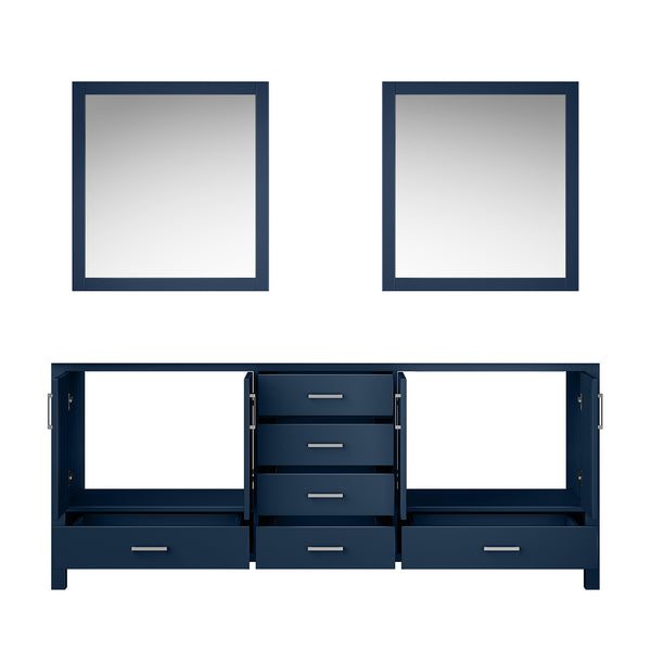 English Elm Navy Double Bath Vanity 80" W x 22" D with Two 30" Mirrors — Spacious Storage, Fully Assembled Wood Cabinet B2731S00562