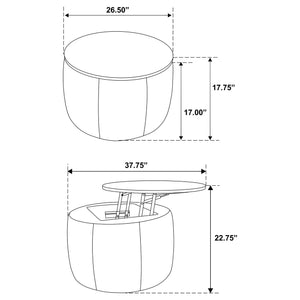 English Elm Reeves Plush Grey Chenille Round Lift-Top Storage Ottoman with Engineered Wood Top, Compact Elegance B062P299971