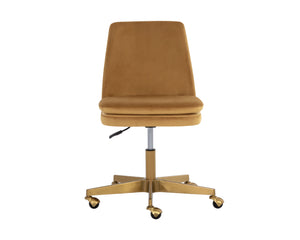 Sunpan Berget Modern Office Chair – Glamorous Design with Matte Gold Base for Stylish Workspaces and Mobility Gold Sky