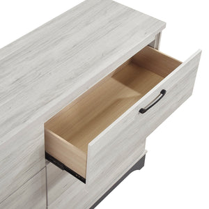 English Elm Contemporary Two-Tone 6-Drawer Dresser White Oak & Gray Finish, Smooth Ball-Bearing Glides, 59" B011P385703