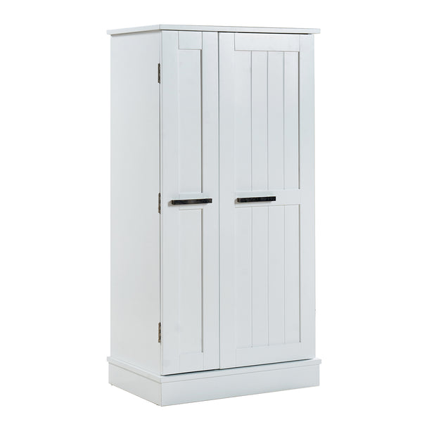 English Elm Kitchen Pantry Storage Cabinet White - Freestanding MDF Pantry with 5 Adjustable Shelves & Door Organizers, Compact 23.6"W x 15.75"D x 46.8"H W3417P315037