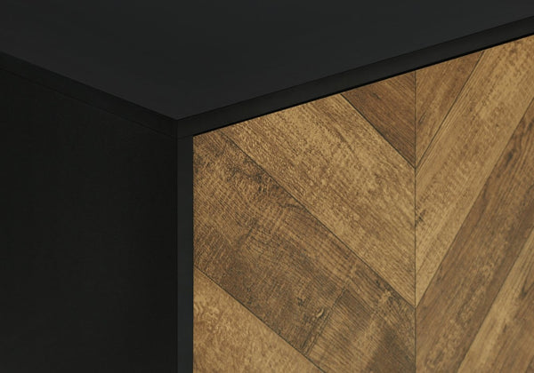 English Elm Tv Stand, 72-Inch Modern Console With Storage Cabinets For Living Room & Bedroom - Brown & Black Design B2710P219123-GIGA