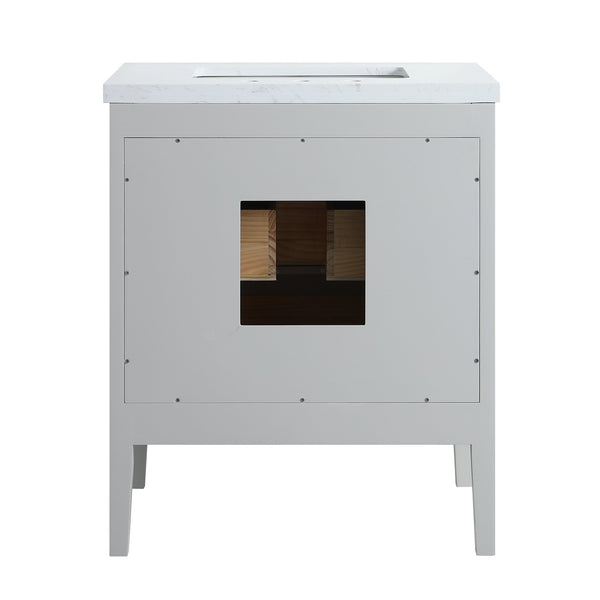 English Elm Fully Assembled 30'' Grey Freestanding Bathroom Vanity With Marble Top & Dual Handle Sets - Ready To Use! W1826P308972