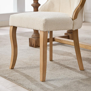 English Elm Snow velvet dining chair with plush breathable upholstery, mid-century wood trim and sculpted legs comfort and style Beige W1143P332691