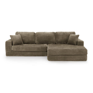 English Elm Right Modular Corduroy Sectional Sofa Converts to Queen Bed for Small Space Living W487S00361