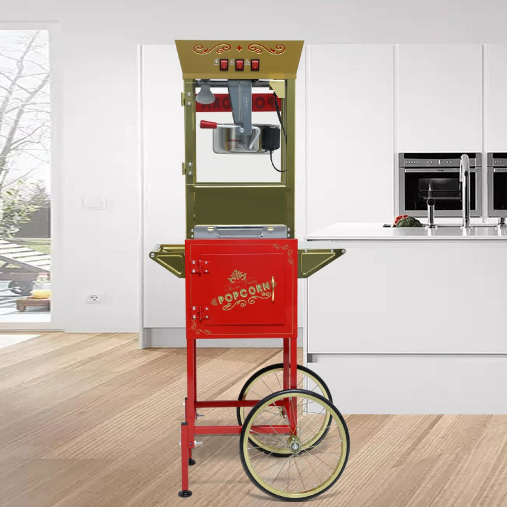 English Elm 12oz Vintage Fairground Popcorn Cart with Steel Kettle Heated Deck and Mobile Wheels W2841P272025