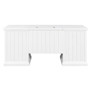 English Elm 67" White Executive Desk with Cabinet Storage Drawers and Usb Ports for Home Office N751S415499K