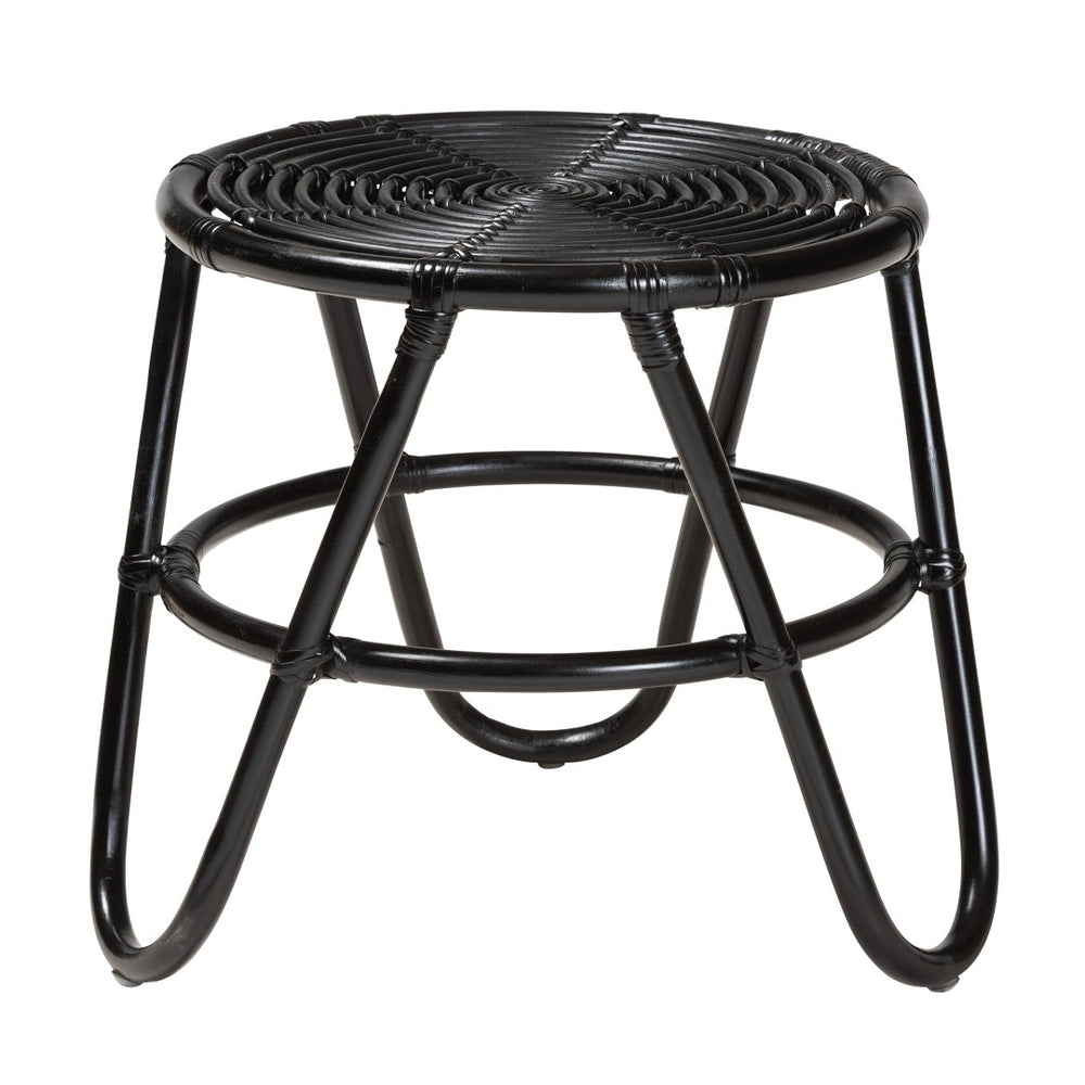 English Elm Modern Handcrafted Rattan Round End Table Bohemian Woven Accent for Living Room B2750P420427